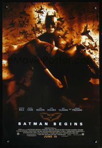 2o800 BATMAN BEGINS DS advance one-sheet '05 great image of Christian Bale carrying Katie Holmes!