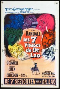 2o358 7 FACES OF DR. LAO Belgian '64 different art of Tony Randall's personalities by R. Detheux!