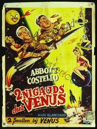 2o360 ABBOTT & COSTELLO GO TO MARS Belgian '53 art of wacky astronauts Bud & Lou in outer space!