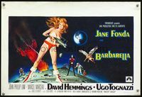 2o366 BARBARELLA Belgian poster '68 sexiest sci-fi art of Jane Fonda by Robert McGinnis, Roger Vadim