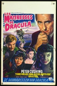 2o373 BRIDES OF DRACULA Belgian '60 Hammer, Peter Cushing as Van Helsing, different vampire image!