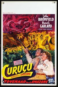 2o380 CURUCU BEAST OF THE AMAZON Belgian poster '56 Universal horror, cool different jungle art!