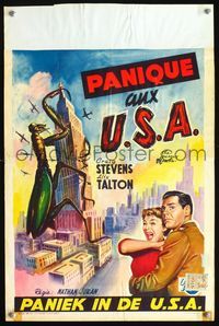 2o381 DEADLY MANTIS Belgian poster '57 cool different art of giant insect on Empire State Building!