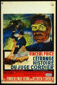 2o384 DIARY OF A MADMAN Belgian movie poster '63 artwork of Vincent Price stabbing his victim!