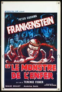 2o399 FRANKENSTEIN & THE MONSTER FROM HELL Belgian poster '74 Peter Cushing, cool monster artwork!