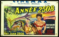 2o452 WORLD WITHOUT END Belgian movie poster '56 cool completely different sexy sci-fi art!