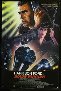 2o807 BLADE RUNNER one-sheet '82 Ridley Scott sci-fi classic, art of Harrison Ford by John Alvin!