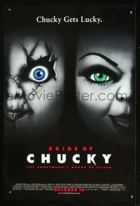 2o809 BRIDE OF CHUCKY DS advance one-sheet movie poster '98 Child's Play 4, Chucky Gets Lucky!