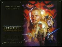 2o323 PHANTOM MENACE DS British quad '99 George Lucas, Star Wars Episode I, art by Drew Struzan!