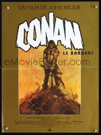 2o341 CONAN THE BARBARIAN French 15x20 '82 different art of Schwarzenegger by Frank Frazetta!