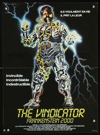 2o356 VINDICATOR French 15x21 '86 wacky artwork of the Frankenstein of the future!