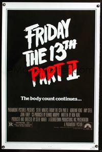 2o842 FRIDAY THE 13th 2 one-sheet poster '81 Jason Voorhees, summer camp slasher horror sequel!