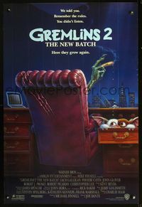 2o848 GREMLINS 2 DS one-sheet movie poster '90 great Winters artwork of Gremlin in executive chair!