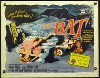 2o009 BAT half-sheet movie poster '59 great horror art of Vincent Price & sexy fallen girl!
