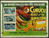 2o020 CURUCU BEAST OF THE AMAZON style B 1/2sheet '56 great different monster art by Reynold Brown!