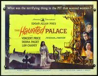 2o037 HAUNTED PALACE half-sheet poster '63 Vincent Price, Lon Chaney, Edgar Allan Poe, cool art!