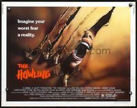 2o041 HOWLING half-sheet poster '81 Joe Dante, cool image of screaming female attacked by werewolf!