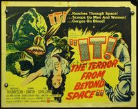 2o044 IT THE TERROR FROM BEYOND SPACE 1/2sheet '58 great artwork of wacky monster with victim!