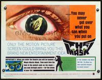 2o051 MASK half-sheet poster '61 3-D horror, great super close up image of reflection in eyeball!