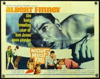 2o055 NIGHT MUST FALL half-sheet movie poster '64 lusty brawling Albert Finney goes psycho!