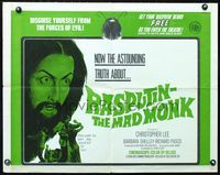 2o061 RASPUTIN THE MAD MONK half-sheet movie poster '66 Christopher Lee, wacky free beard offer!