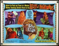 2o064 SHE FREAK 1/2sheet '67 sexy girls & side-show freaks in the Alley of Nightmares, great image!