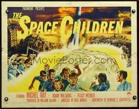 2o065 SPACE CHILDREN 1/2sheet '58 Jack Arnold, great sci-fi art of kids & giant alien brain!