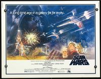 2o067 STAR WARS half-sheet movie poster '77 George Lucas classic sci-fi epic, great art by Tom Jung!