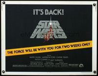 2o068 STAR WARS half-sheet poster R81 George Lucas, the Force will be with you for two weeks only!