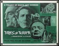 2o069 TALES OF TERROR half-sheet poster '62 Peter Lorre, Vincent Price, Basil Rathbone, Debra Paget