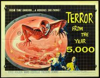 2o073 TERROR FROM THE YEAR 5,000 1/2sheet '58 wonderful art of the hideous she-thing!
