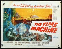 2o075 TIME MACHINE rare style B 1/2sheet '60 H.G. Wells, George Pal, different art by Reynold Brown!