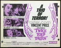 2o078 TWICE TOLD TALES half-sheet '63 Vincent Price, Nathaniel Hawthorne, a trio of unholy horror!