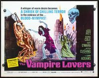 2o079 VAMPIRE LOVERS half-sheet '70 Hammer, taste the deadly passion of the blood-nymphs, cool art!