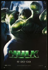 2o858 HULK DS teaser one-sheet movie poster '03 Ang Lee, Eric Bana as Bruce Banner, Stan Lee