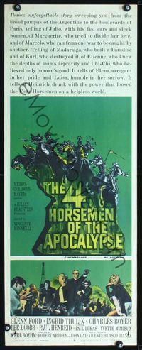 2o090 4 HORSEMEN OF THE APOCALYPSE style B insert poster '61 cool completely different artwork!