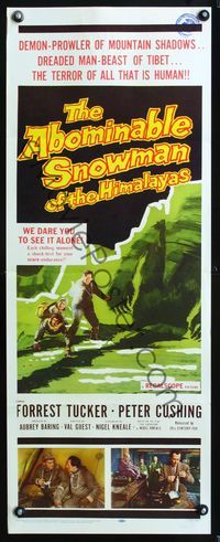 2o092 ABOMINABLE SNOWMAN OF THE HIMALAYAS insert '57 Peter Cushing, the dreaded man-beast of Tibet!