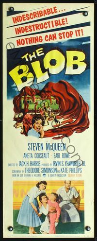 2o107 BLOB insert poster '58 art of the indescribable & indestructible monster, nothing can stop it!