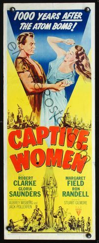 2o113 CAPTIVE WOMEN insert movie poster '52 futuristic sexy sci-fi 1,000 years after the atom bomb!