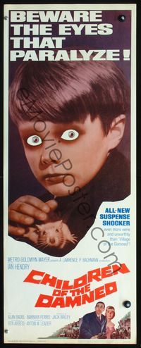 2o115 CHILDREN OF THE DAMNED insert movie poster '64 beware the creepy kid's eyes that paralyze!
