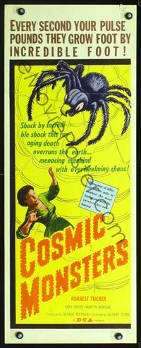 2o120 COSMIC MONSTERS insert movie poster '58 cool art of giant spider in web & terrified woman!