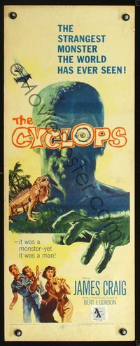 2o125 CYCLOPS insert poster '57 Bert I. Gordon, Lon Chaney Jr., it was a monster yet it was a man!