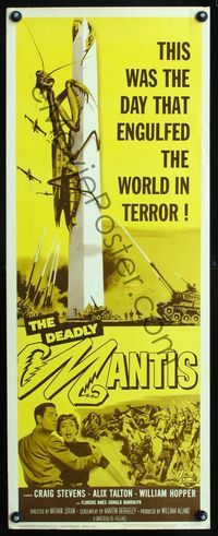 2o131 DEADLY MANTIS insert R64 great art of soldier attacking giant insect on Washington Monument!