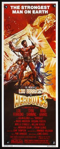 2o156 HERCULES insert movie poster '83 cool fantasy artwork of Lou Ferrigno!