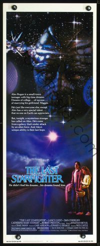 2o182 LAST STARFIGHTER insert movie poster '84 Lance Guest, cool sci-fi art by C.D. de Mar!
