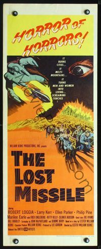 2o186 LOST MISSILE insert '58 horror of horrors,it turns men & women into living screaming torches!