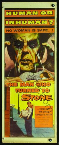 2o189 MAN WHO TURNED TO STONE insert poster '57 Victor Jory practices unholy medicine, cool art!