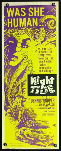 2o201 NIGHT TIDE insert '63 cool art, was she human or was she a beautiful temptress from the sea?