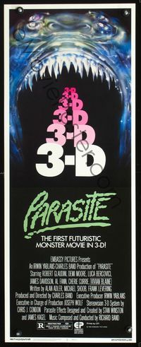 2o208 PARASITE insert movie poster '82 the first futuristic monster movie in 3-D!