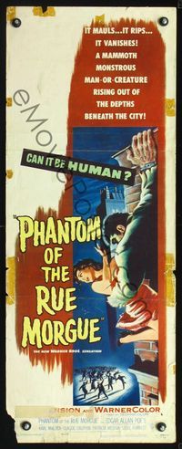 2o211 PHANTOM OF THE RUE MORGUE insert '54 3-D, cool art of the mammoth monstrous man & sexy girl!